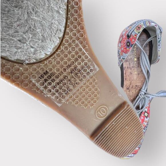 Tommy Hilfiger Womens Espadrille Wedges sz 10 High Heel Boho Paisley Cute Fabric - Picture 8 of 8
